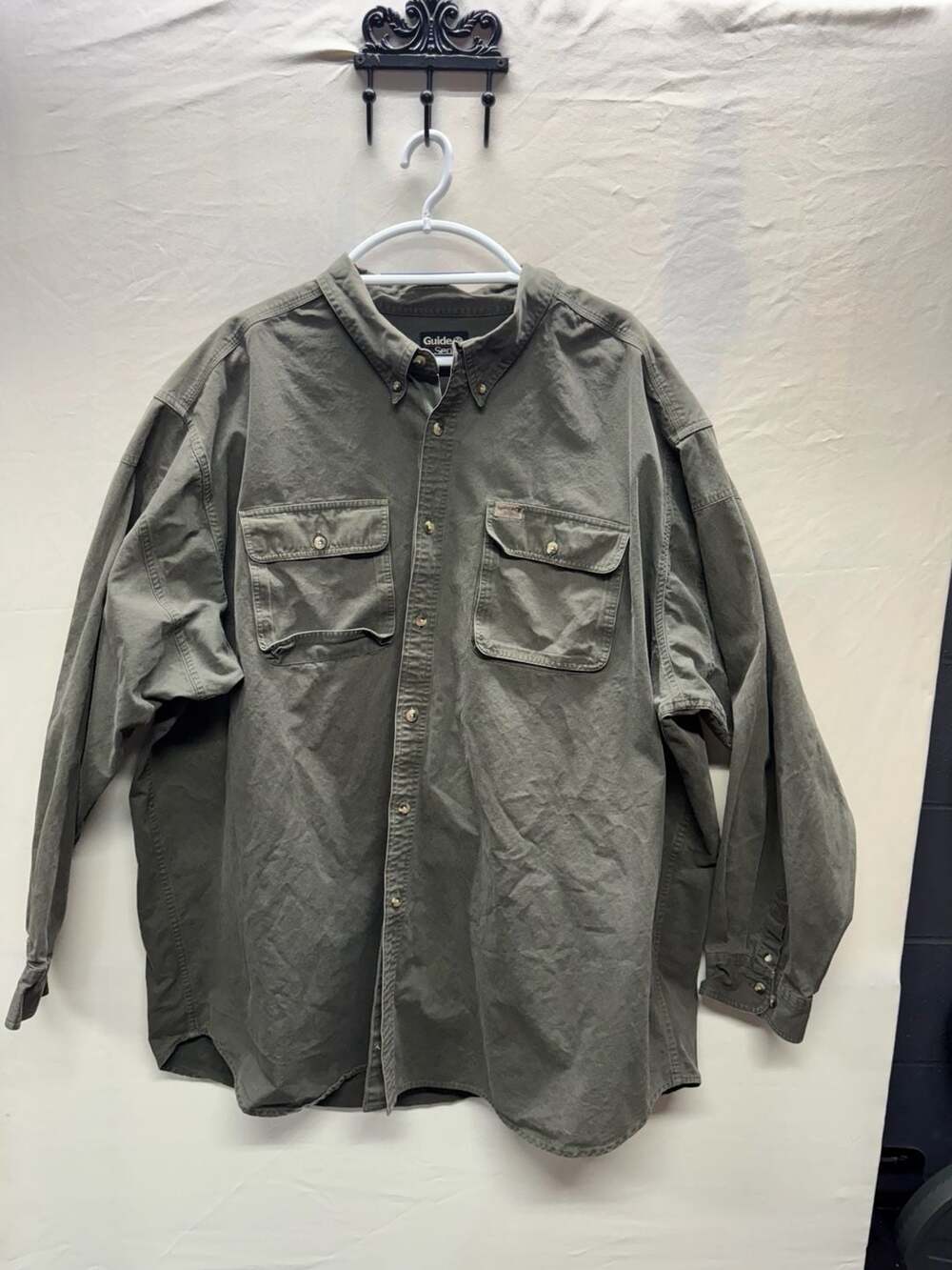 Guide Series Men's Olive Green 100% Cotton Long Sleeve Button-Down Shirt Size 4X